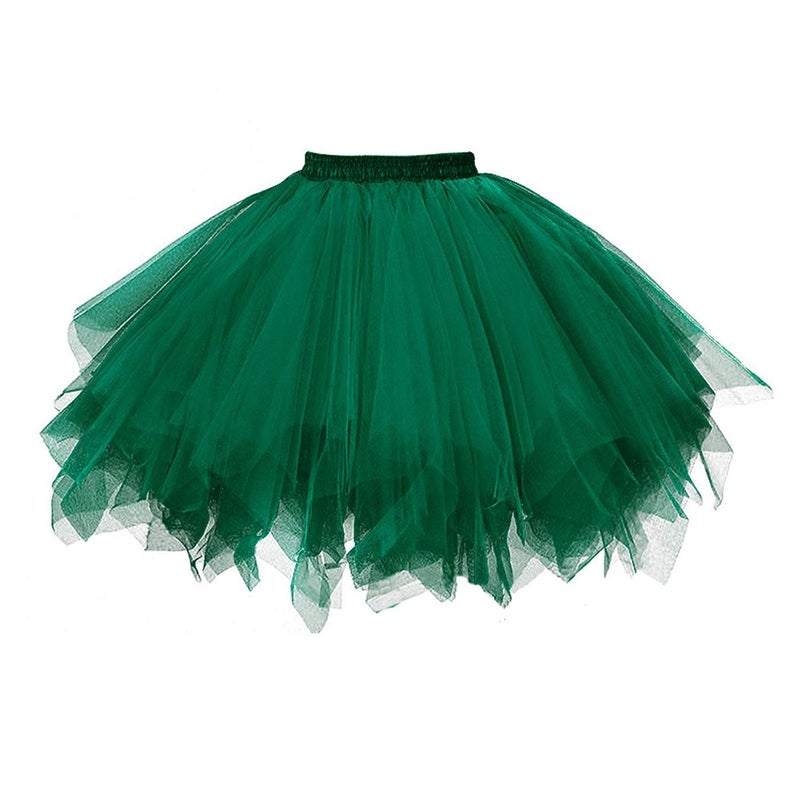 ChicWind Womens Blackish Green Puffy Tutu Layered Tulle Petticoat Skirt - Image 1